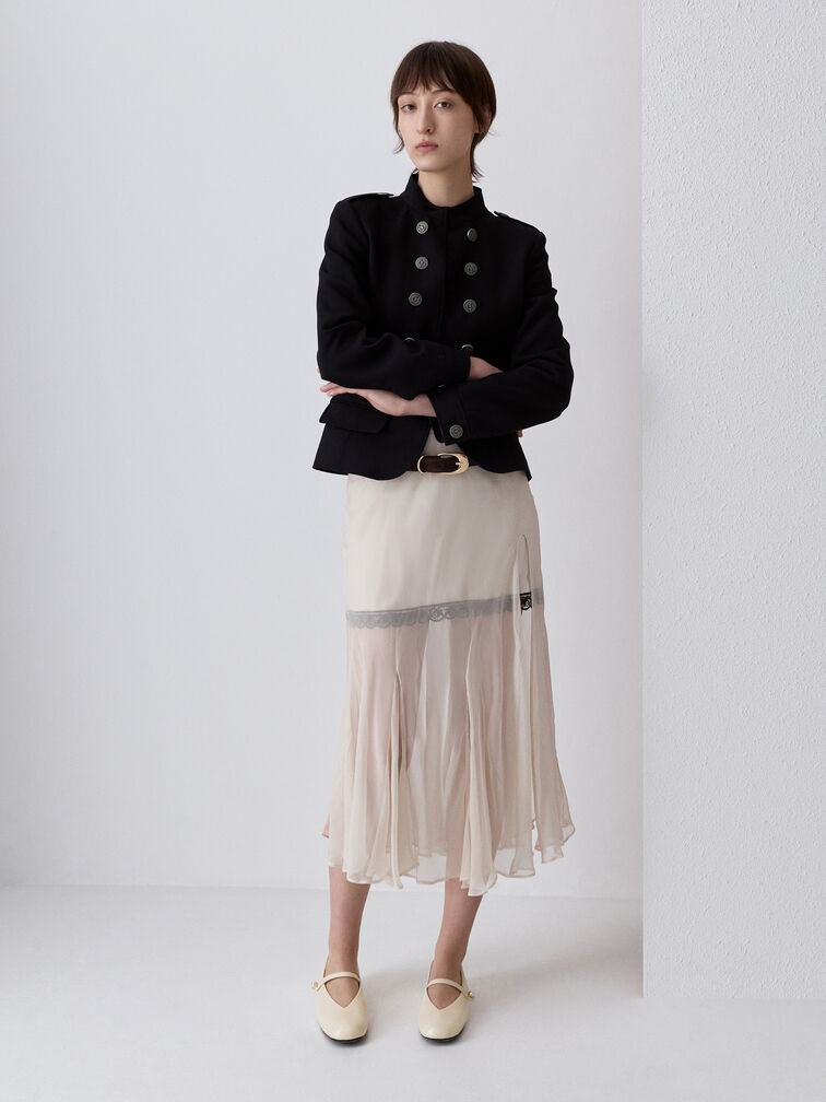 Gi&agrave;y b&uacute;p b&ecirc; đế bệt Marie, Kem, hi-res
