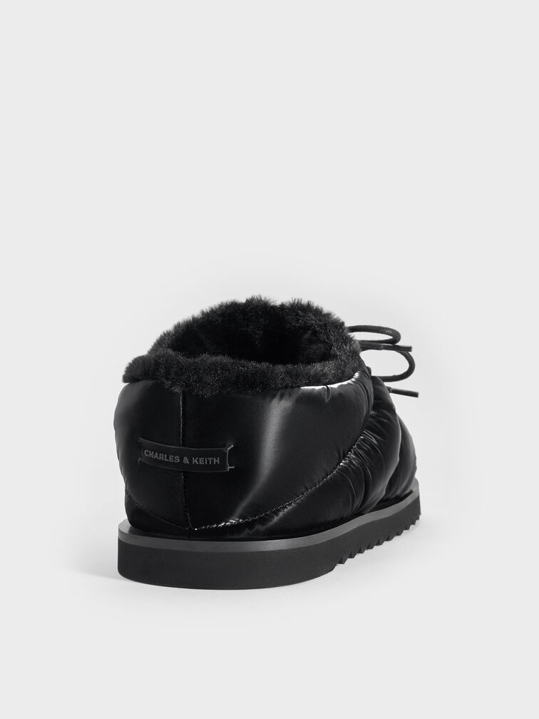 Egan Nylon Puffy Mules, Black Textured, hi-res
