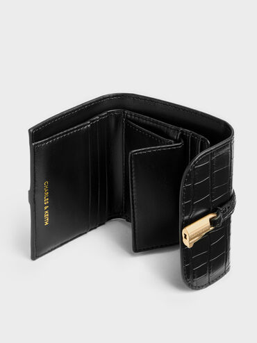 V&iacute; ngắn nắp gập Delfina, Black Croco, hi-res