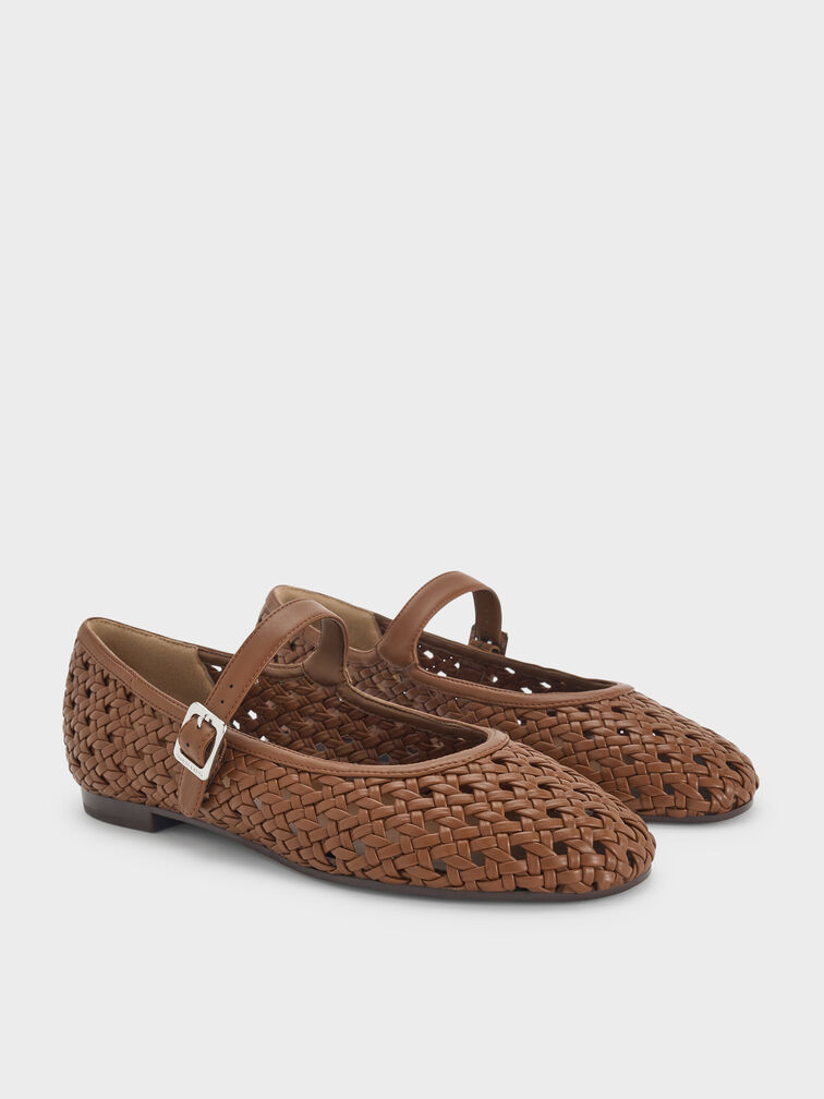 Gi&agrave;y b&uacute;p b&ecirc; mũi tr&ograve;n Woven, N&acirc;u, hi-res