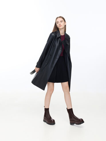 Boots cổ thấp đế cao Barron, N&acirc;u đậm, hi-res