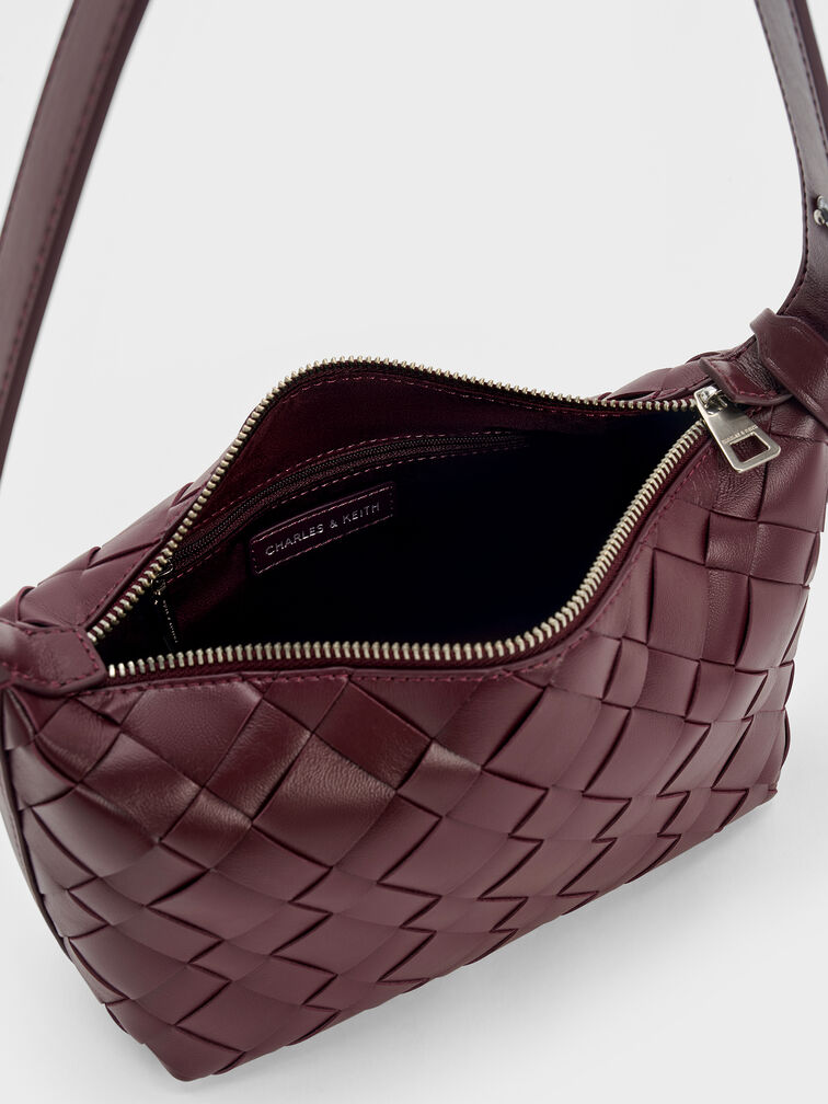 Ivette Woven Shoulder Bag, Wineberry Red, hi-res