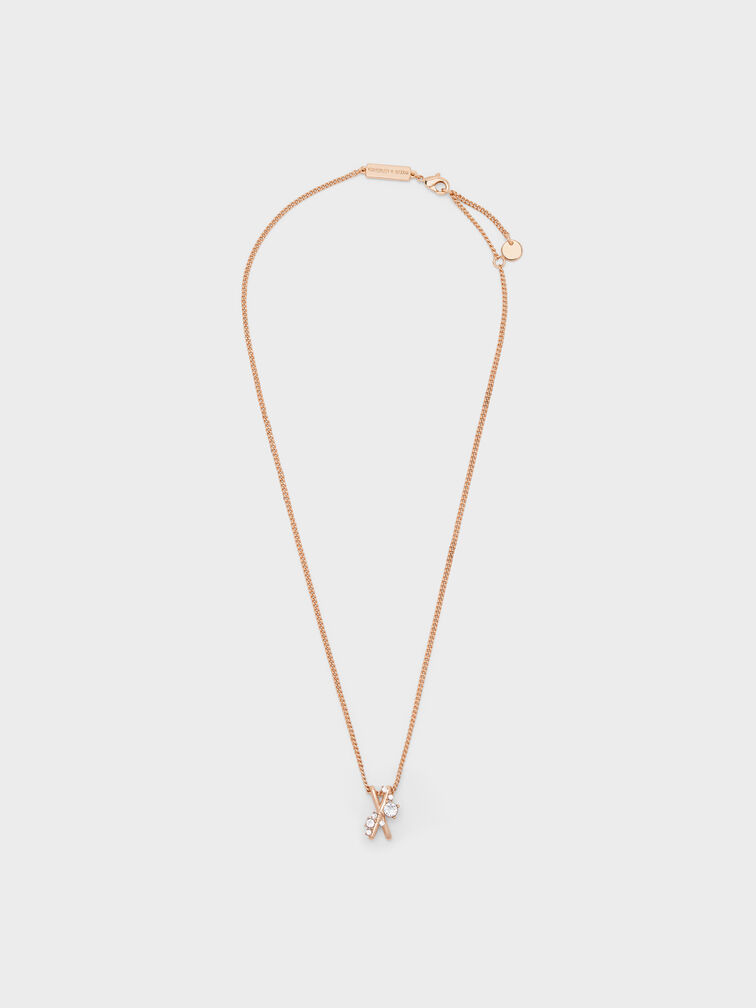 Roux X-Pendant Crystal Necklace, Rose Gold, hi-res
