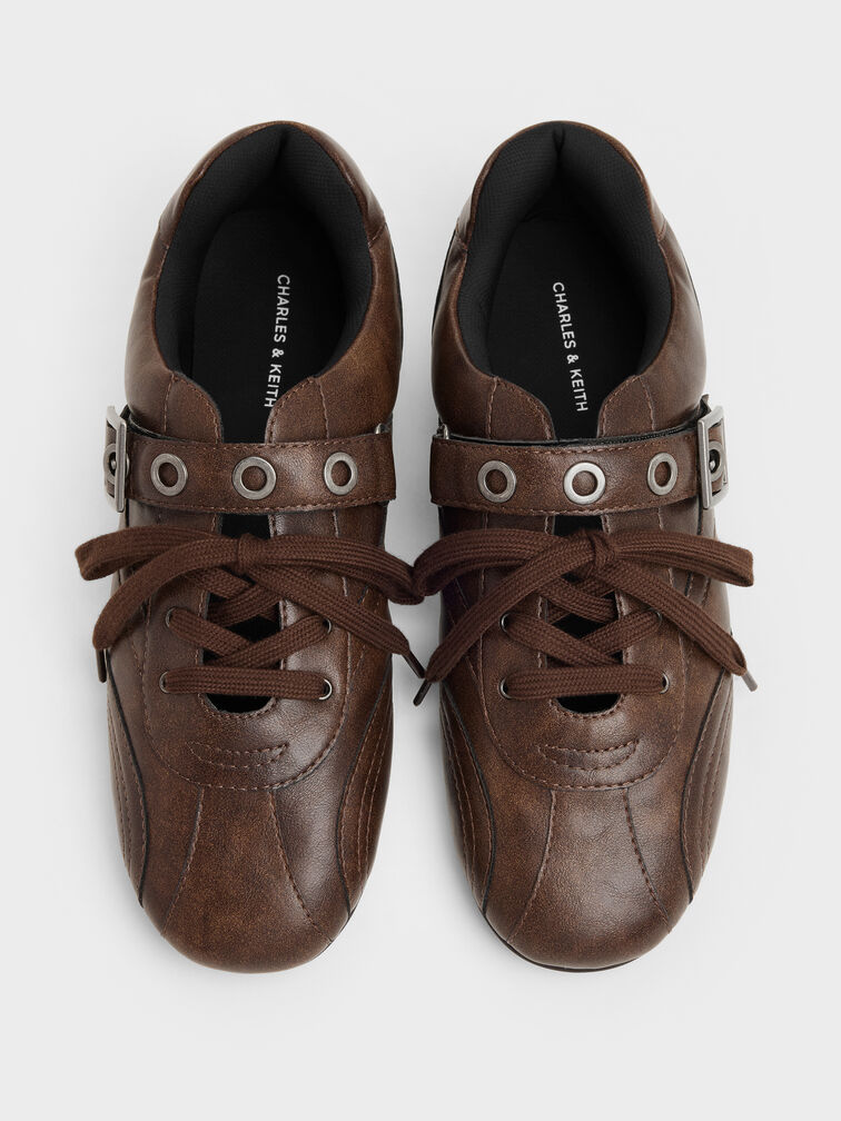Gi&agrave;y sneakers cổ thấp Jollie Grommet, N&acirc;u đậm, hi-res