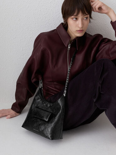 T&uacute;i đeo vai Duo Quilted Front-Pocket, Noir, hi-res