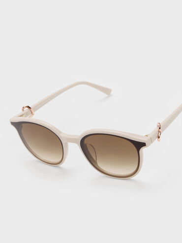 Ciara Heart-Motif Sunglasses, Oat, hi-res