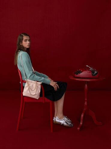 Balo phom chữ nhật Duo Chain-Handle, Soft Pink, hi-res