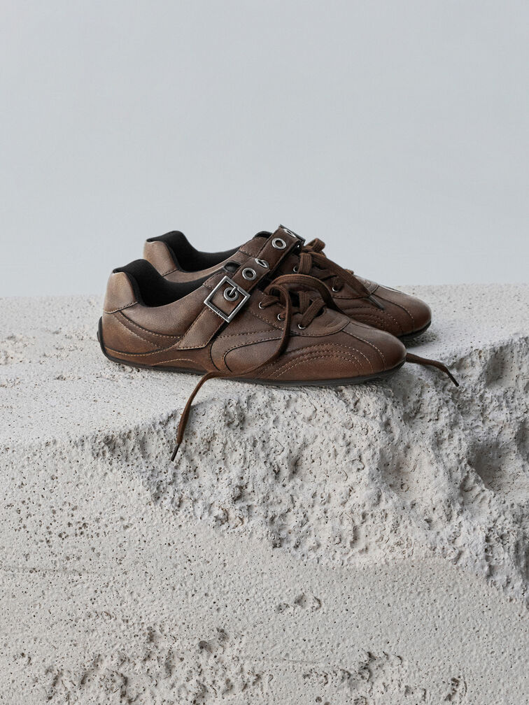 Gi&agrave;y sneakers cổ thấp Jollie Grommet, N&acirc;u đậm, hi-res