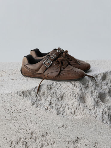 Gi&agrave;y sneakers cổ thấp Jollie Grommet, N&acirc;u đậm, hi-res