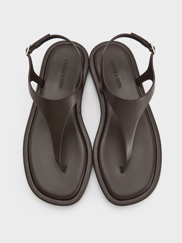 Dép kẹp mũi tròn Buckled, Nâu đậm, hi-res