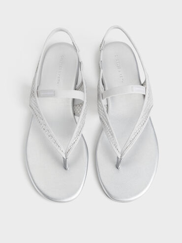 Gi&agrave;y sandals đế bệt Ellory, Bạc, hi-res