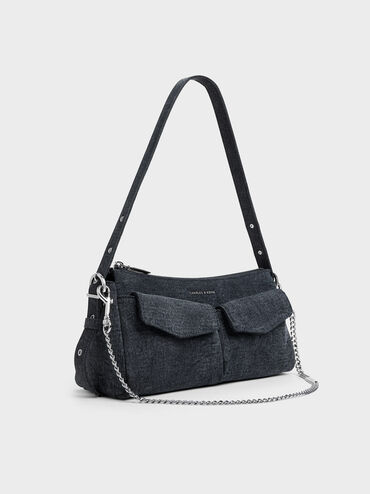 T&uacute;i đeo vai h&igrave;nh thang Rachel Denim, Xanh denim, hi-res