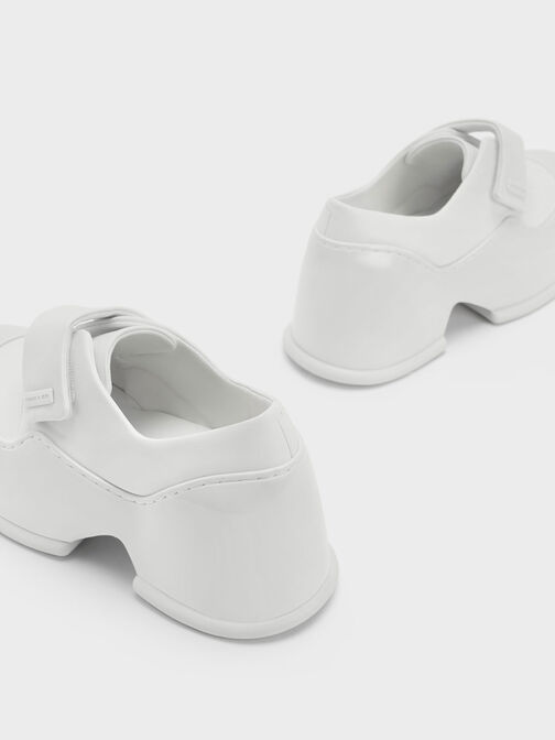 Giày lười đế trụ Pixie Patent Platform, Trắng, hi-res