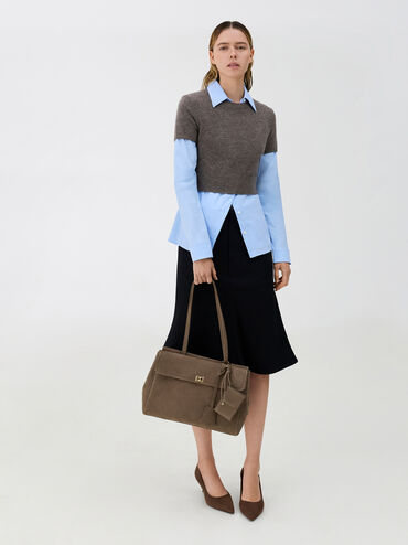 T&uacute;i tote chần b&ocirc;ng XL Apfra, Stone Grey, hi-res
