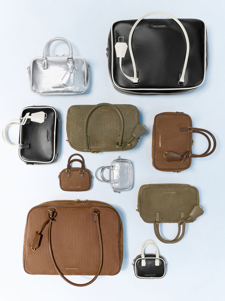 Mini Sianna Metallic Bowling Bag, Silver, hi-res