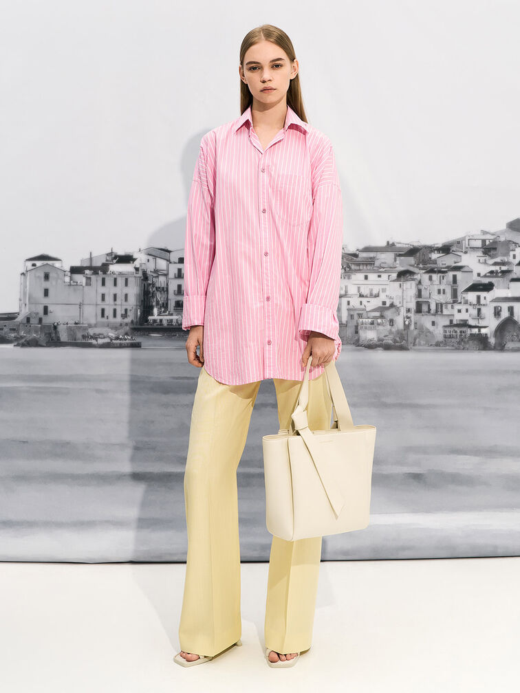 Túi tote phom chữ nhật Toni Knotted, Phấn, hi-res