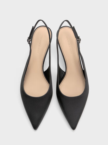 Gi&agrave;y sandals cao g&oacute;t Satin Pointed-Toe, Đen họa tiết, hi-res