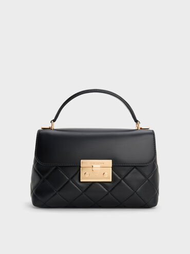 T&uacute;i x&aacute;ch phom chữ nhật Alva Quilted, Đen, hi-res