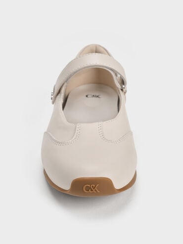 Giày búp bê mũi tròn Jace Suede, Phấn, hi-res