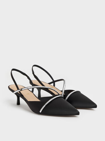 Gi&agrave;y sandals cao g&oacute;t mũi nhọn, Đen họa tiết, hi-res