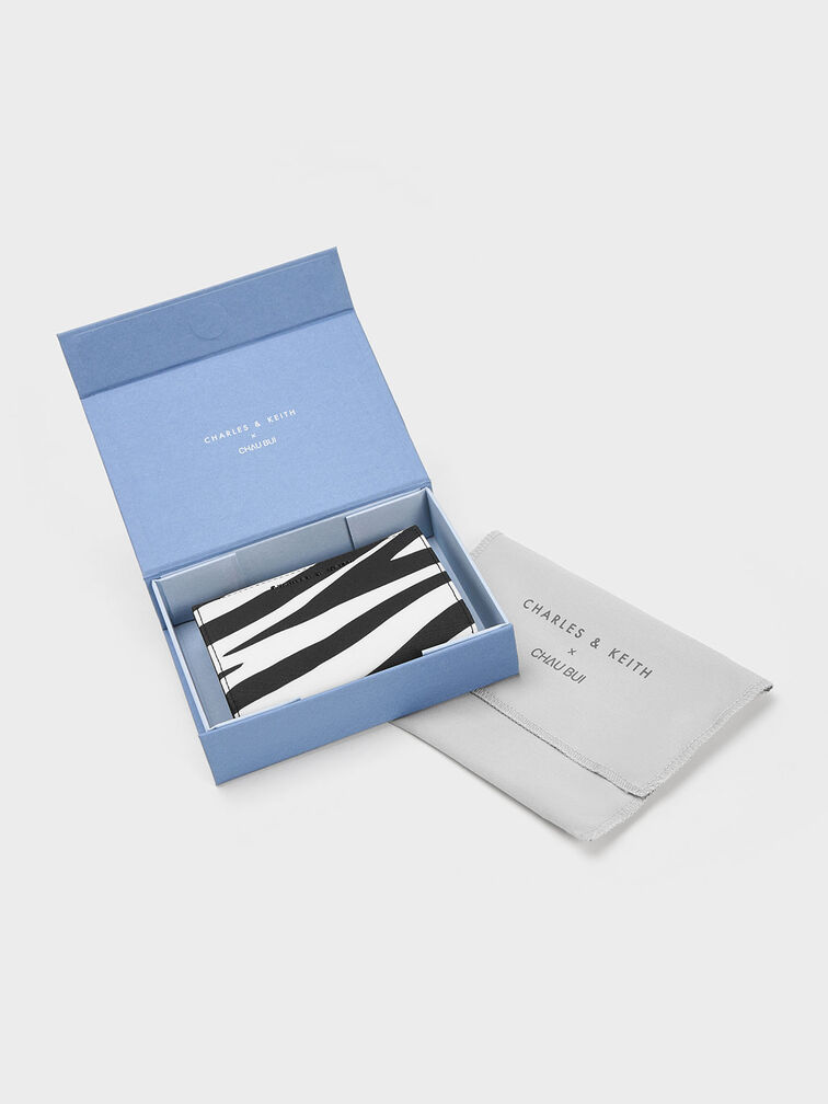 Zebra Print Small Wallet, Black, hi-res