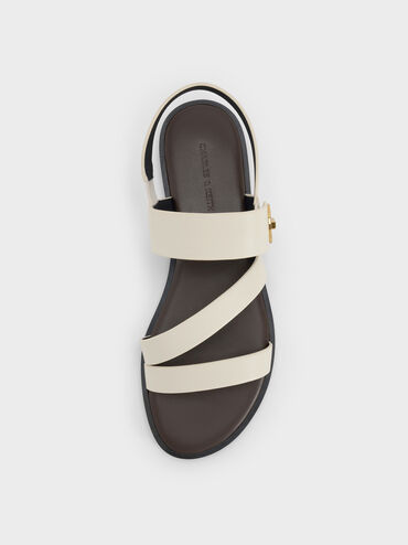 Gi&agrave;y sandals đế bệt Yara Canvas, Trắng, hi-res