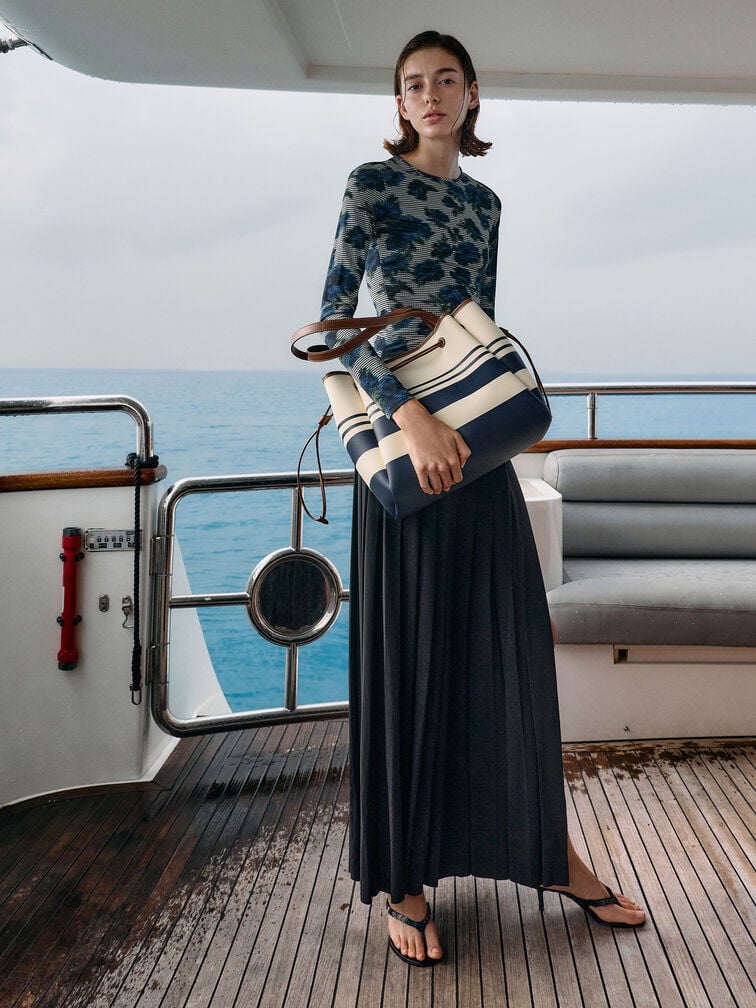 T&uacute;i tote Hanya Canvas Striped, Nhiều m&agrave;u, hi-res