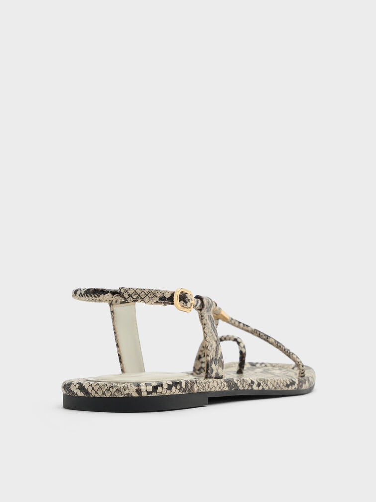 Snake-Print Metallic-Accent Toe-Ring Sandals, Animal Print Natural, hi-res