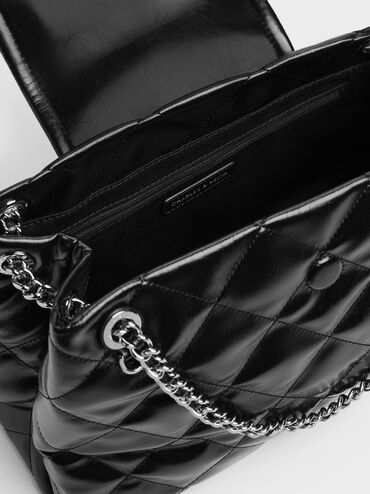 T&uacute;i đeo vai nắp gập Large Apfra, Noir, hi-res