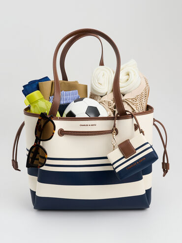 T&uacute;i tote Hanya Canvas Striped, Nhiều m&agrave;u, hi-res