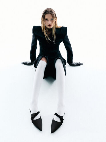 Gi&agrave;y mules cao g&oacute;t Asymmetric, Đen họa tiết, hi-res