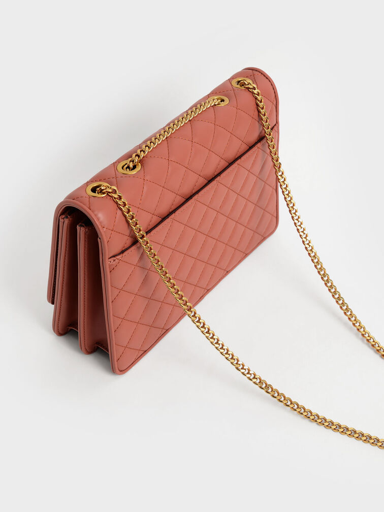 Quilted Chain Bag, Brick, hi-res