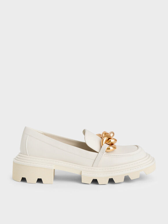 Perline Chunky Chain Loafers, Chalk, hi-res