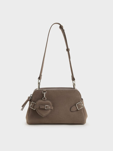 T&uacute;i đeo vai phối charm tr&aacute;i tim Nellie, Stone Grey, hi-res