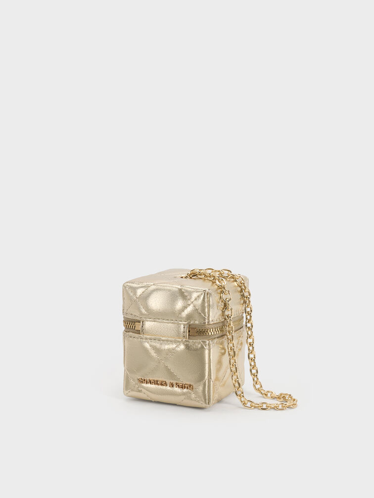 Janie Quilted Micro Bag, Champagne, hi-res