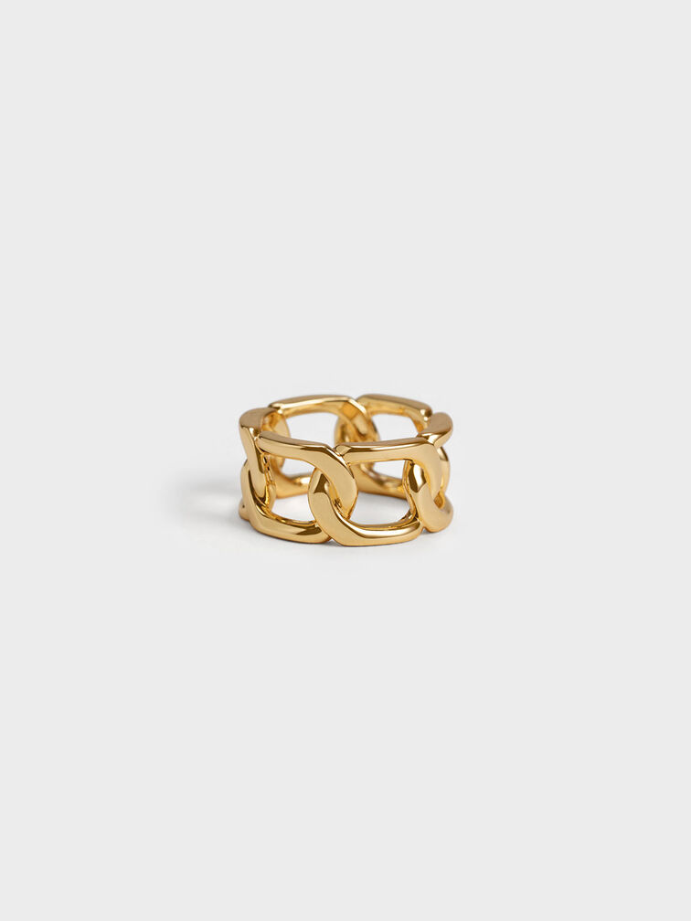 Gabine Chain-Link Ring, Gold, hi-res