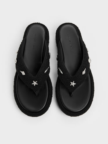 D&eacute;p kẹp đế xuồng Tweed Beach, Đen họa tiết, hi-res