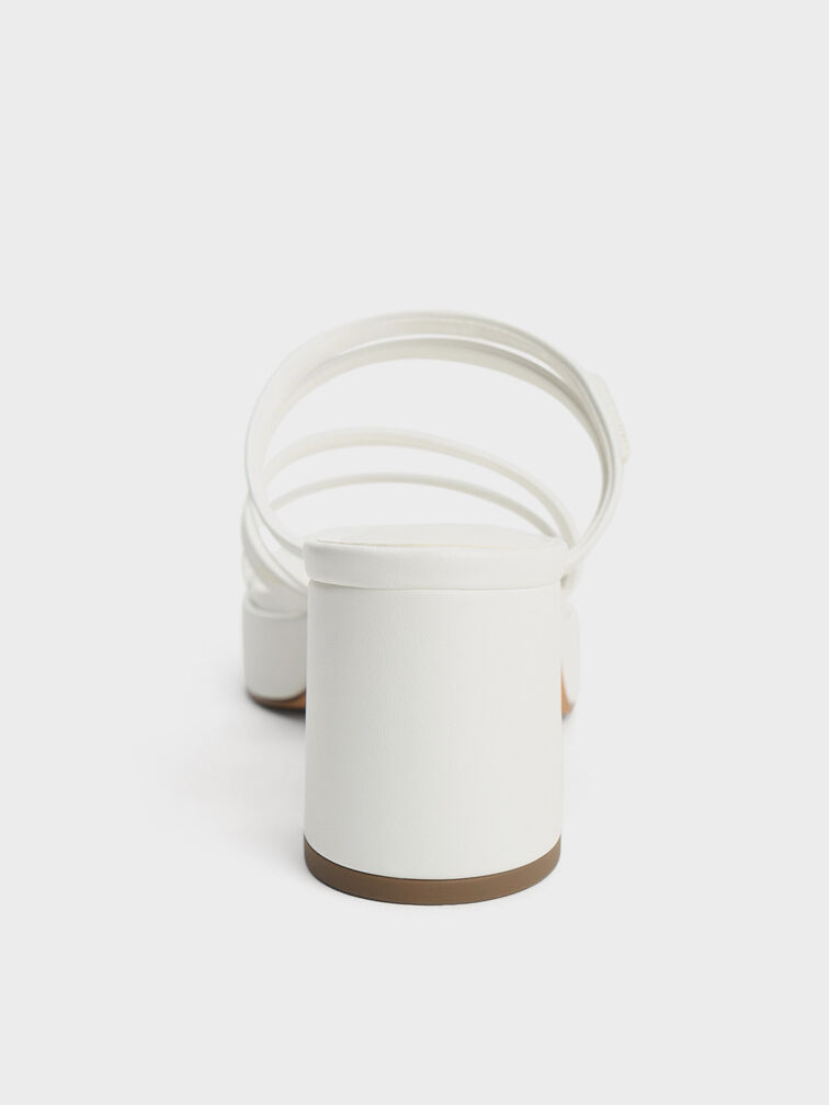 Gi&agrave;y mules cao g&oacute;t Strappy Block-Heel, Trắng, hi-res