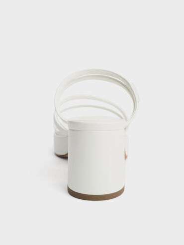 Gi&agrave;y mules cao g&oacute;t Strappy Block-Heel, Trắng, hi-res