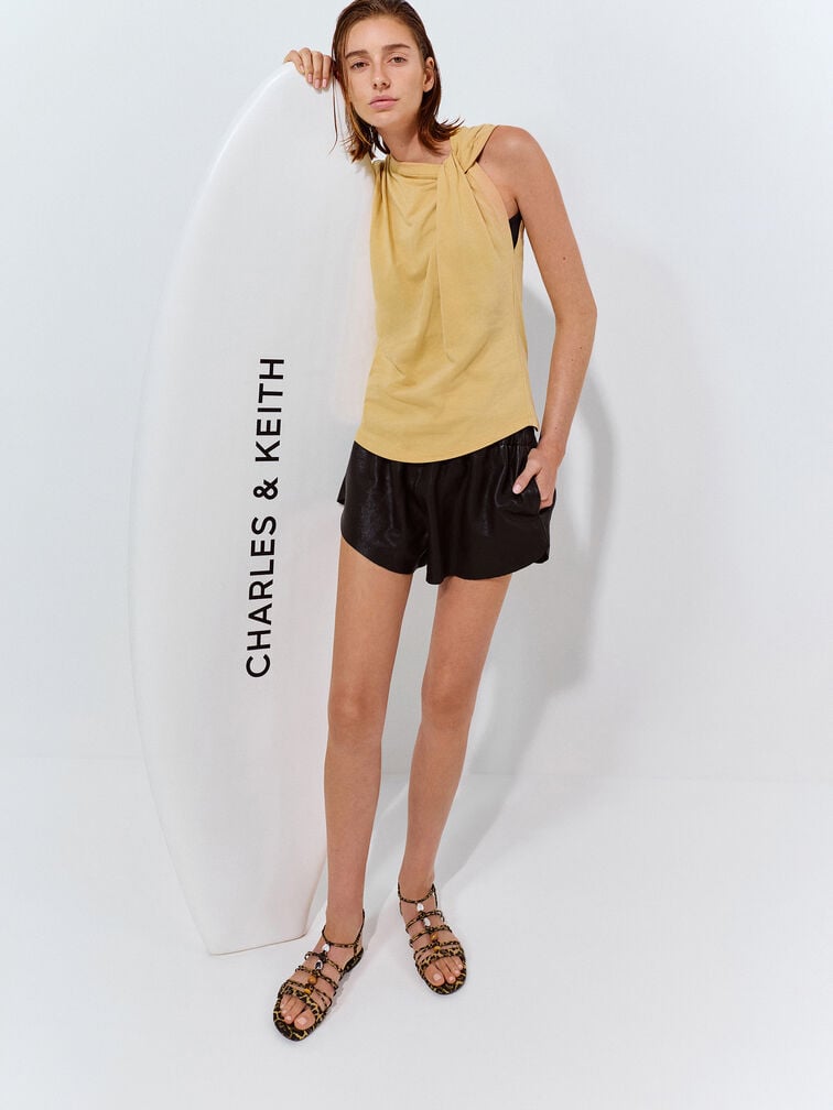 Georgie Leopard-Print Bead Strappy Sandals, Animal Print Natural, hi-res