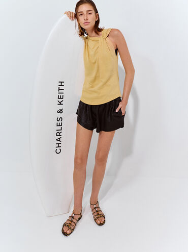 Georgie Leopard-Print Bead Strappy Sandals, Animal Print Natural, hi-res