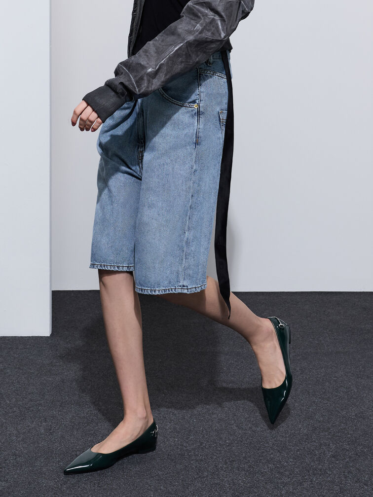 Erinna Metallic-Accent Pointed-Toe Flats, Black Boxed, hi-res