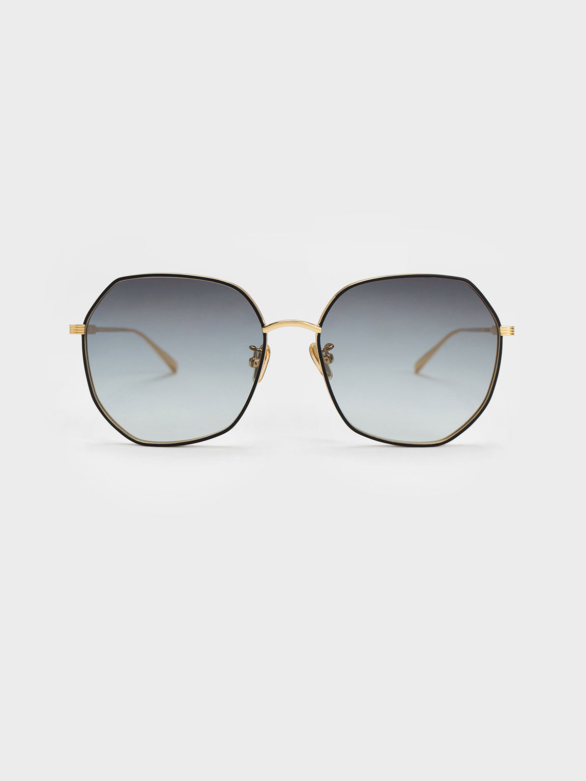 Tinted Geometric Sunglasses, Black, hi-res