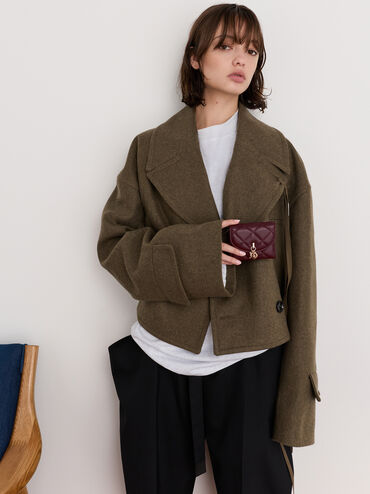 Ví ngắn hình vuông Arrietty Quilted, Wineberry Red, hi-res