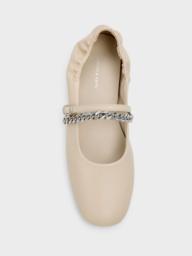 Georgie Chain Mary Jane Flats, Beige, hi-res