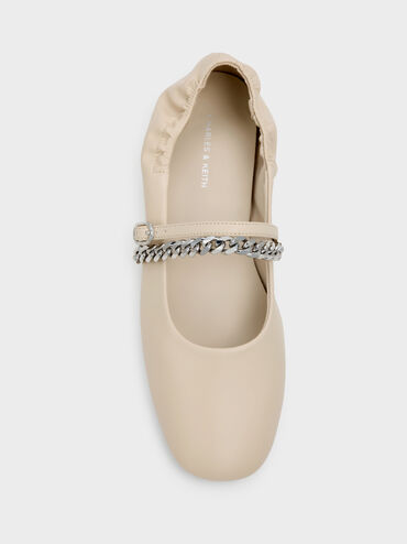 Georgie Chain Mary Jane Flats, Beige, hi-res