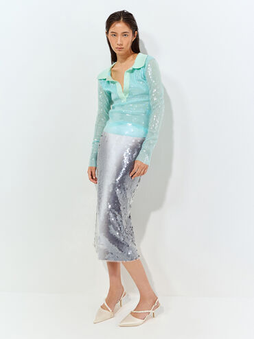 Gi&agrave;y sandals cao g&oacute;t Briella Sequinned, Kem, hi-res