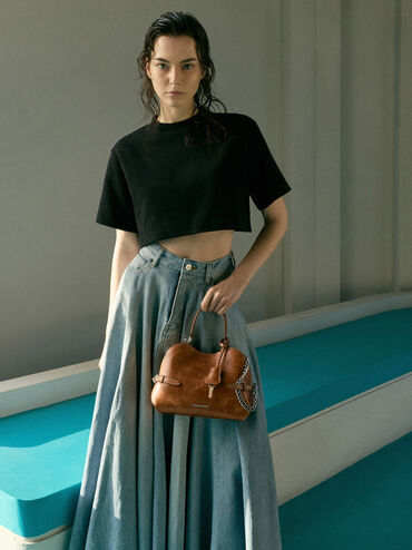 T&uacute;i x&aacute;ch Delfina Chain Side-Belt, Distressed Tan, hi-res