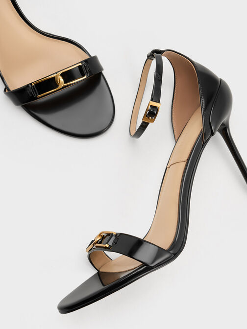 Gabine Leather Stiletto Heel Sandals, Black Boxed, hi-res