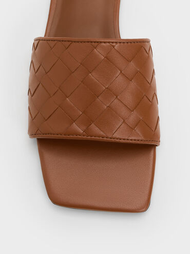 Ivette Woven Slide Sandals, Brown, hi-res